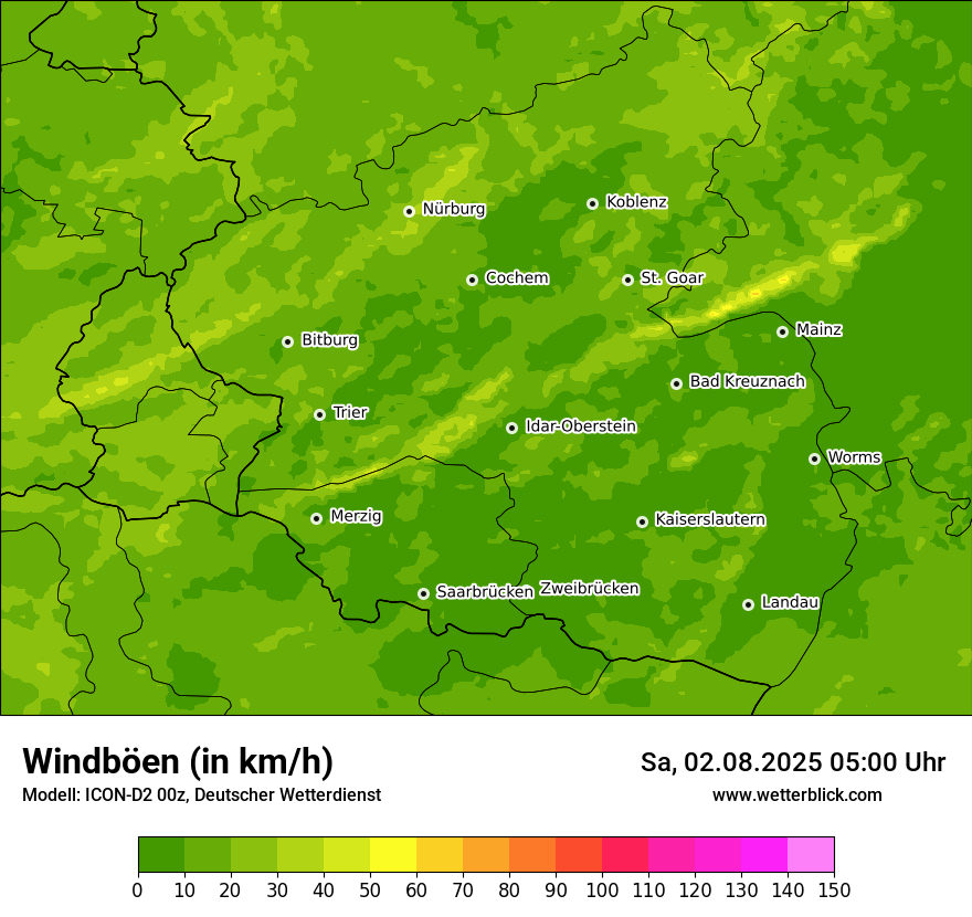 Modellkarten Windgeschwindigkeit