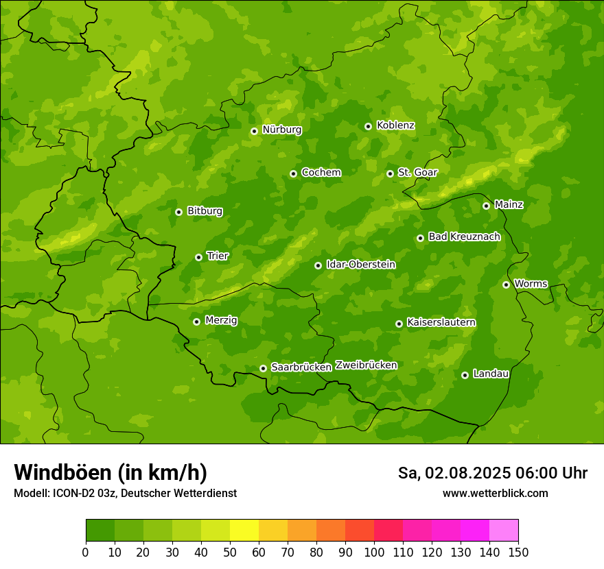 Modellkarten Windgeschwindigkeit
