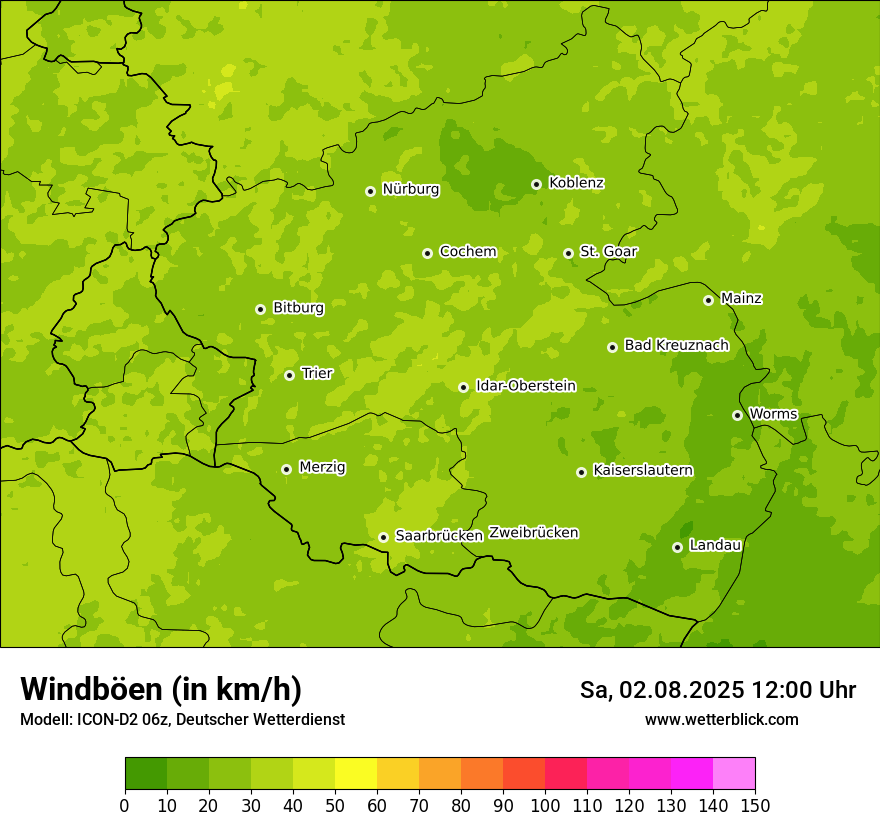 Modellkarten Windgeschwindigkeit