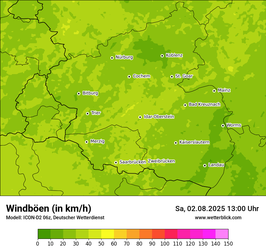 Modellkarten Windgeschwindigkeit