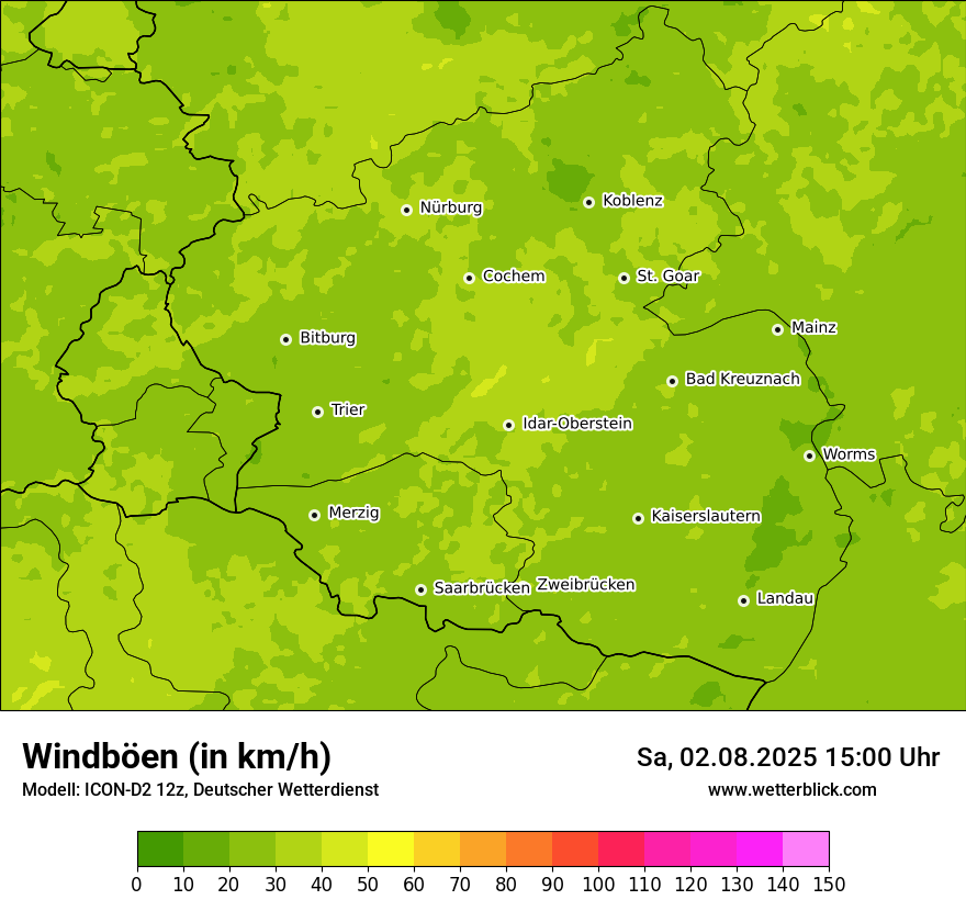 Modellkarten Windgeschwindigkeit