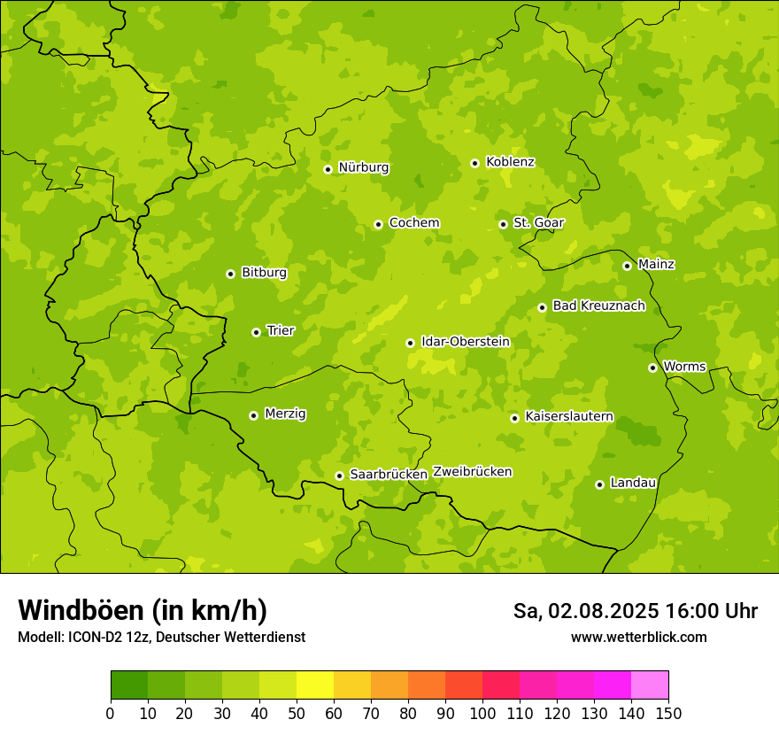 Modellkarten Windgeschwindigkeit