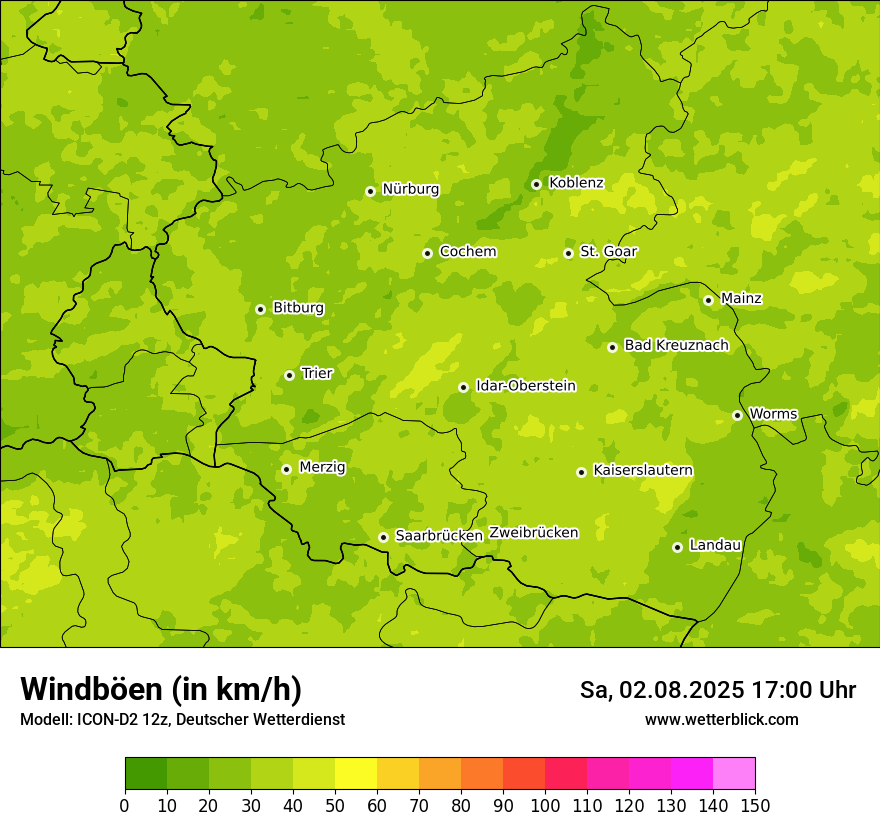 Modellkarten Windgeschwindigkeit