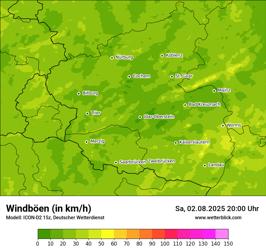 Modellkarten Windgeschwindigkeit