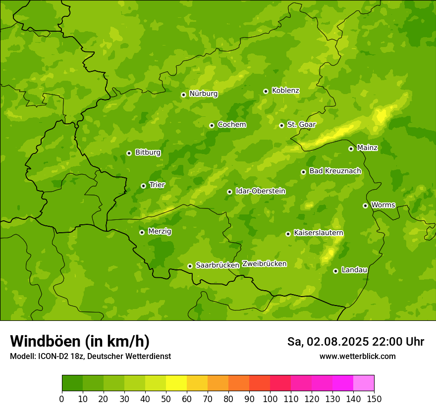 Modellkarten Windgeschwindigkeit