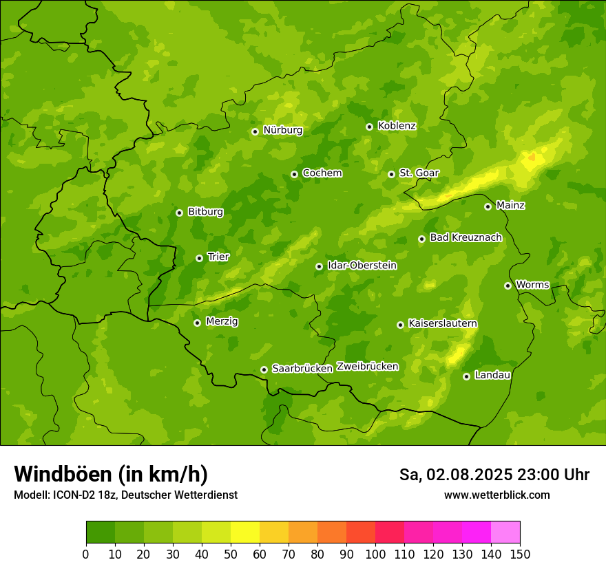 Modellkarten Windgeschwindigkeit