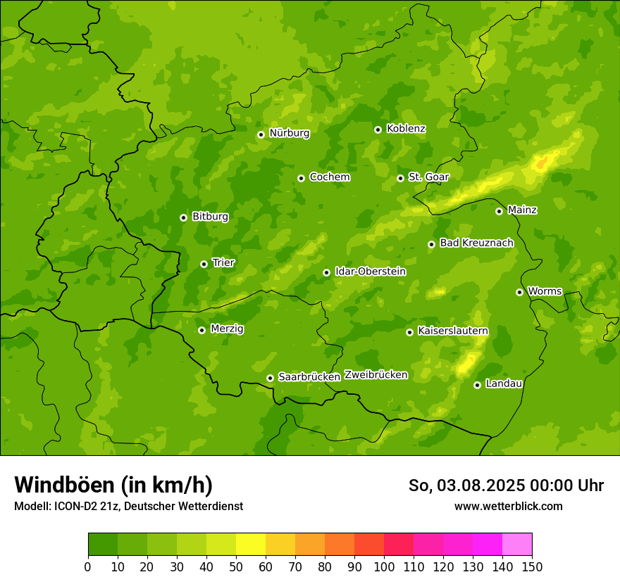 Modellkarten Windgeschwindigkeit