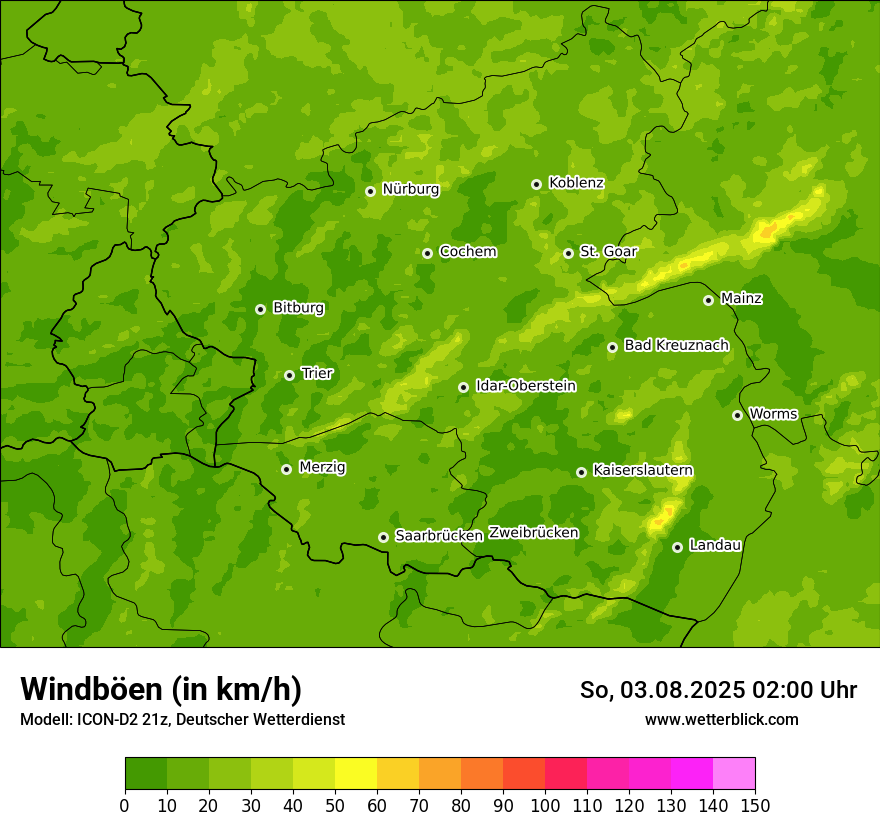 Modellkarten Windgeschwindigkeit
