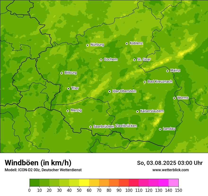 Modellkarten Windgeschwindigkeit