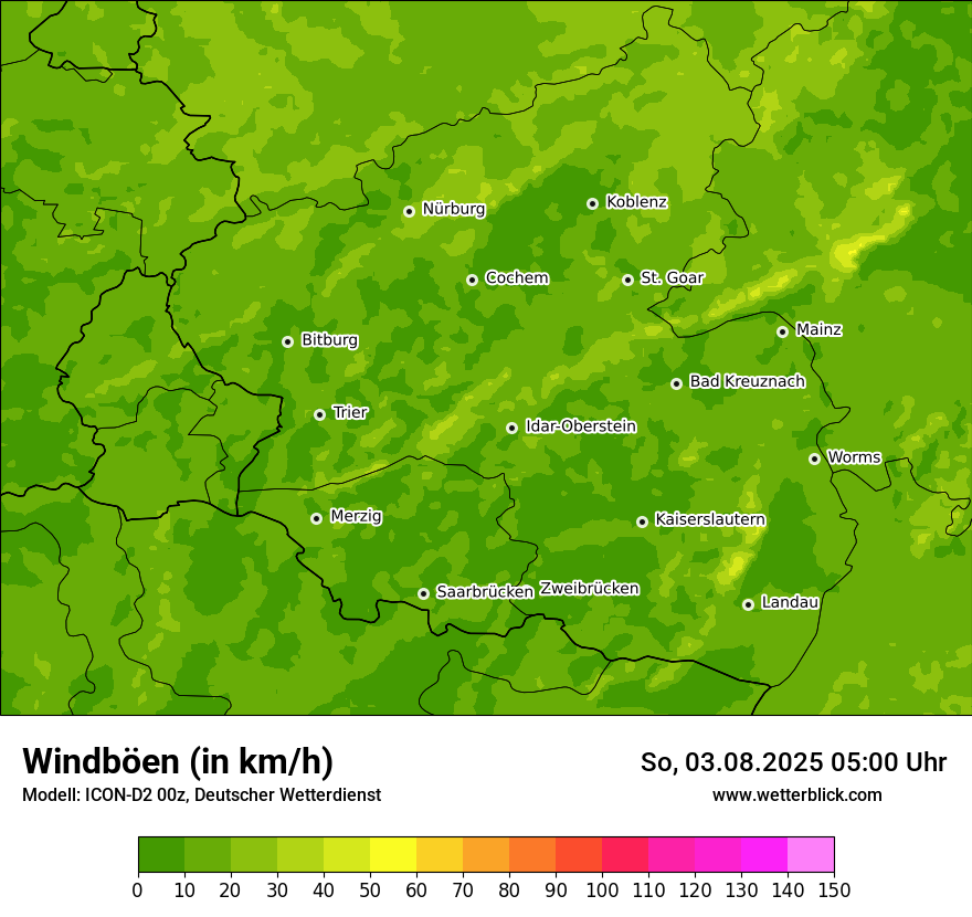 Modellkarten Windgeschwindigkeit