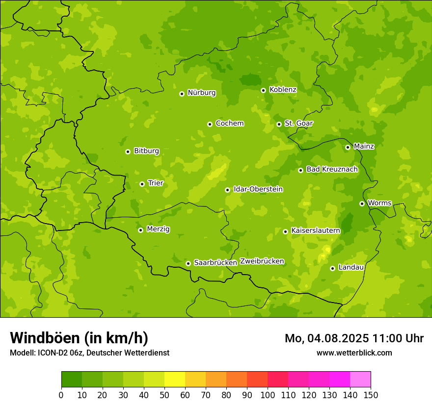 Modellkarten Windgeschwindigkeit