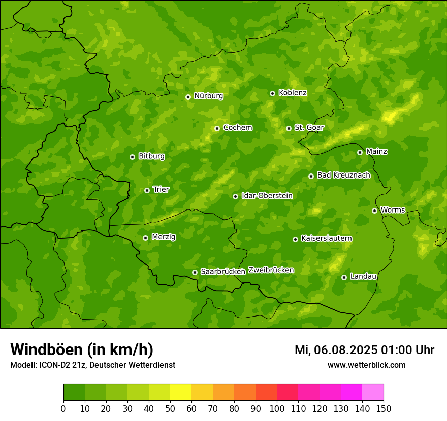 Modellkarten Windgeschwindigkeit