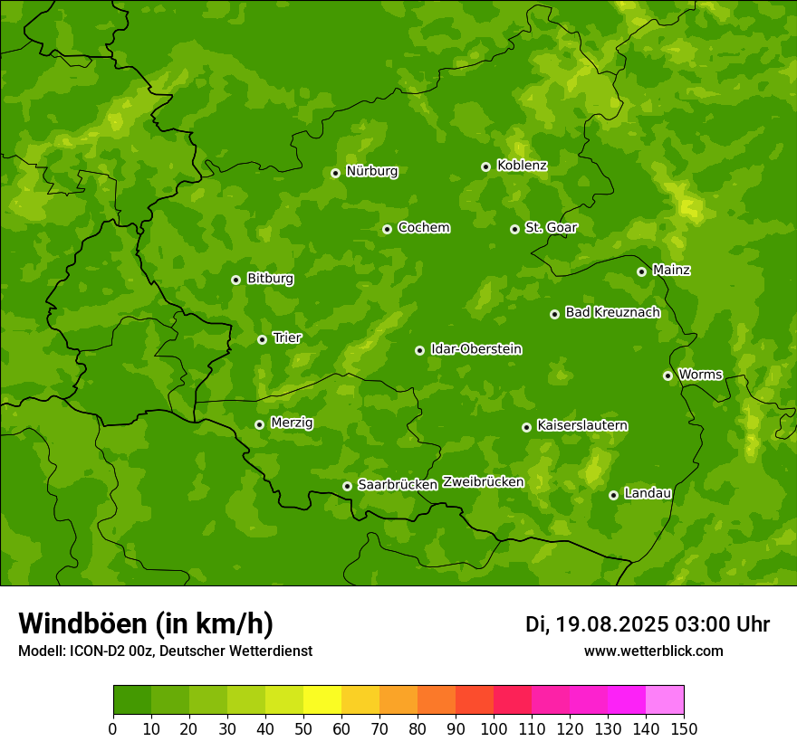Modellkarten Windgeschwindigkeit