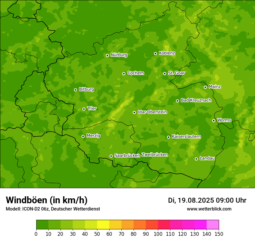 Modellkarten Windgeschwindigkeit