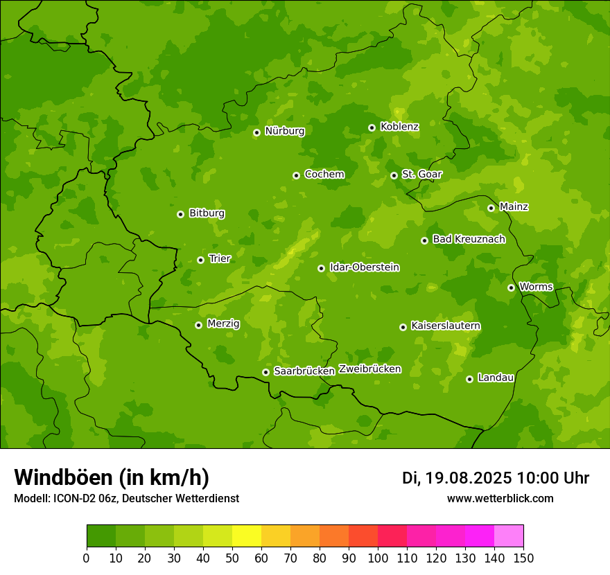 Modellkarten Windgeschwindigkeit