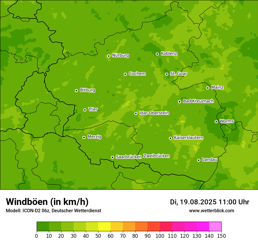 Modellkarten Windgeschwindigkeit