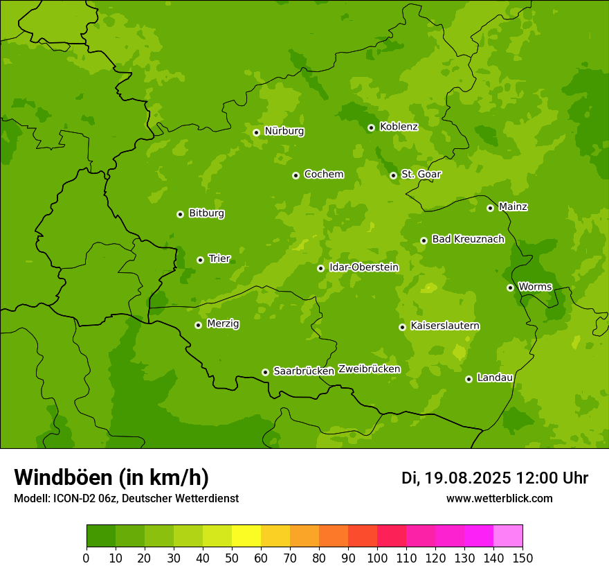 Modellkarten Windgeschwindigkeit