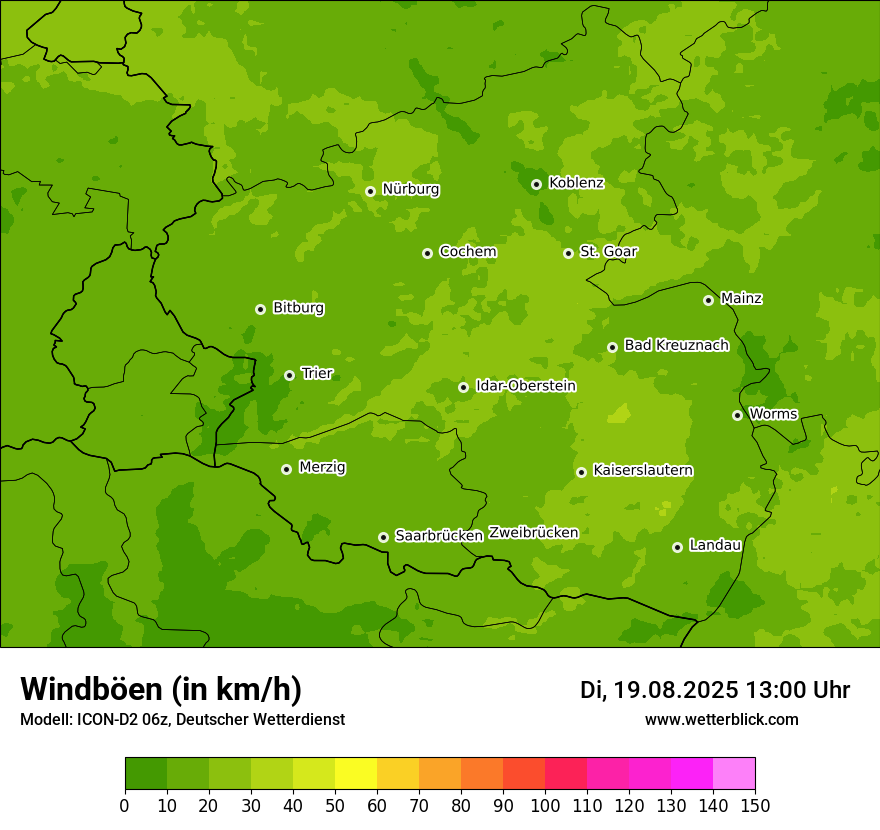 Modellkarten Windgeschwindigkeit