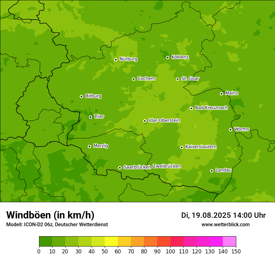 Modellkarten Windgeschwindigkeit