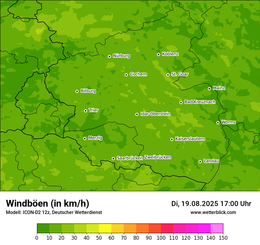 Modellkarten Windgeschwindigkeit