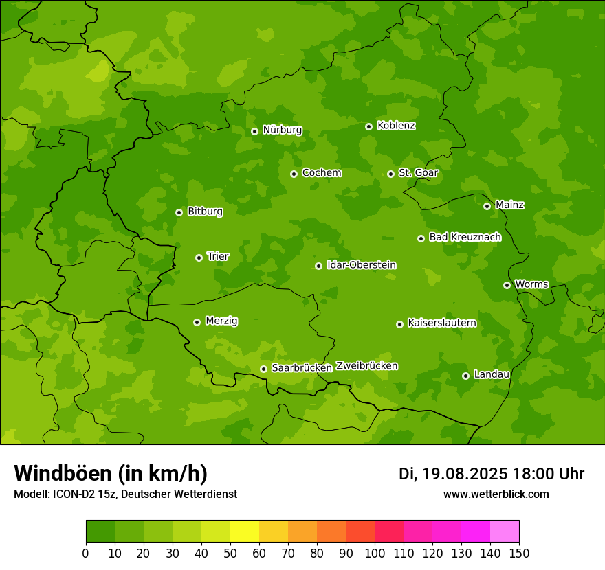 Modellkarten Windgeschwindigkeit