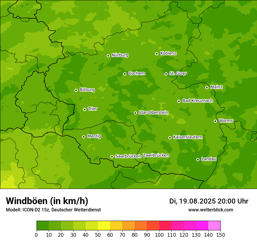 Modellkarten Windgeschwindigkeit