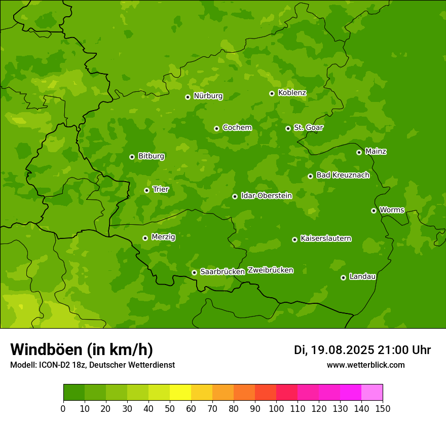 Modellkarten Windgeschwindigkeit