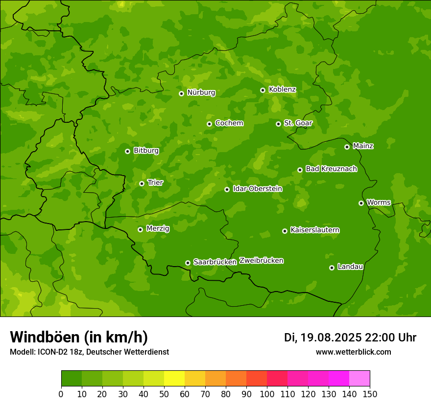 Modellkarten Windgeschwindigkeit