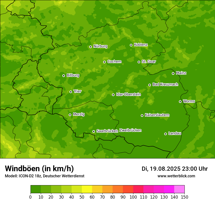 Modellkarten Windgeschwindigkeit