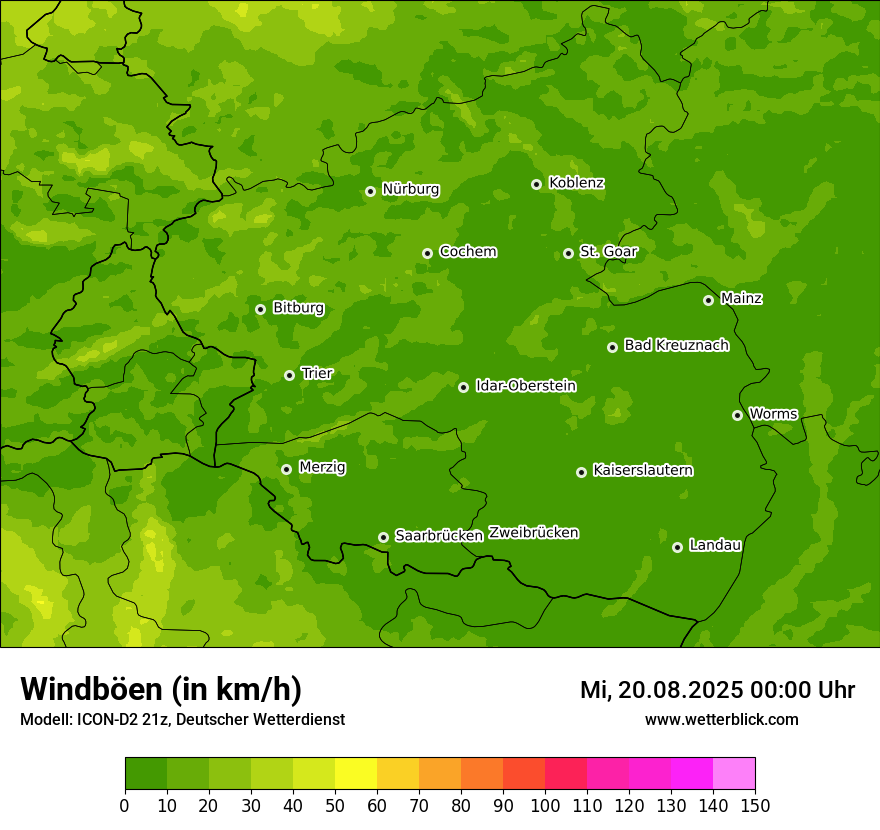 Modellkarten Windgeschwindigkeit