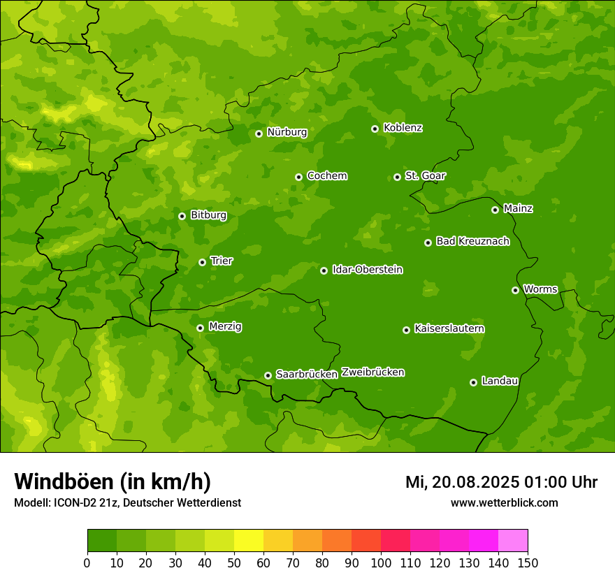Modellkarten Windgeschwindigkeit
