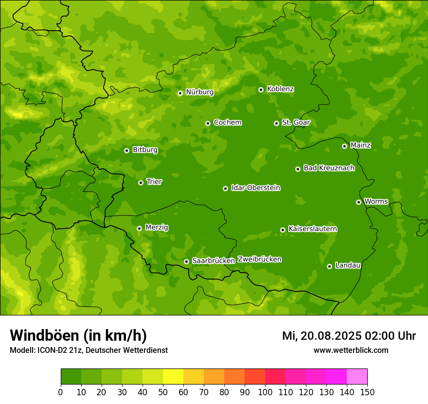 Modellkarten Windgeschwindigkeit