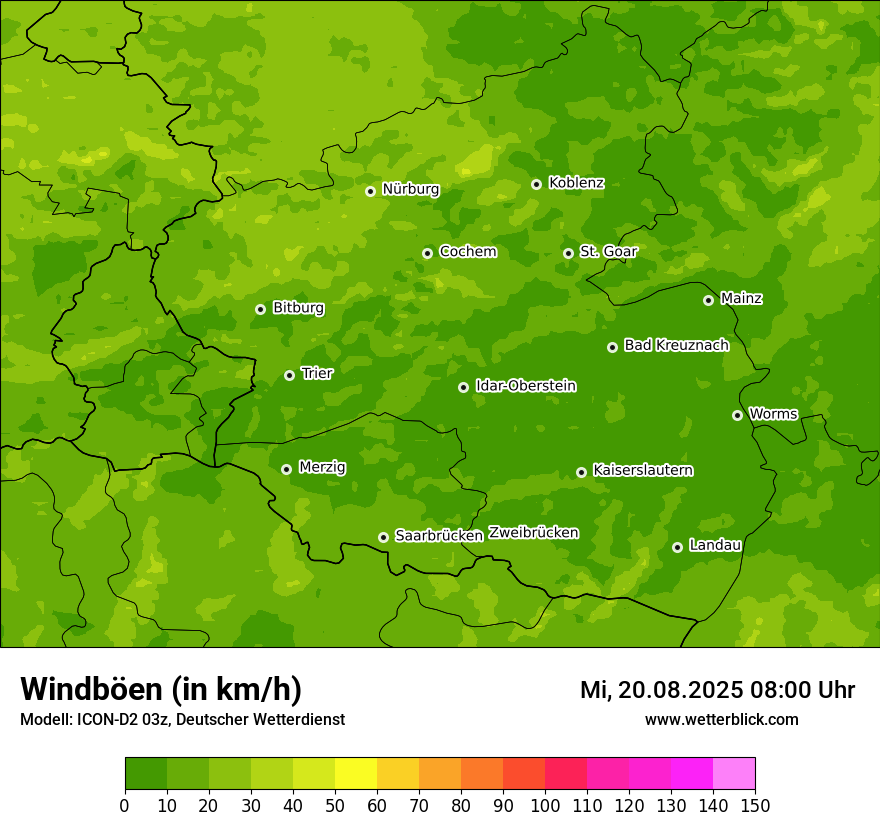 Modellkarten Windgeschwindigkeit