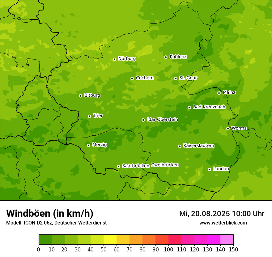 Modellkarten Windgeschwindigkeit