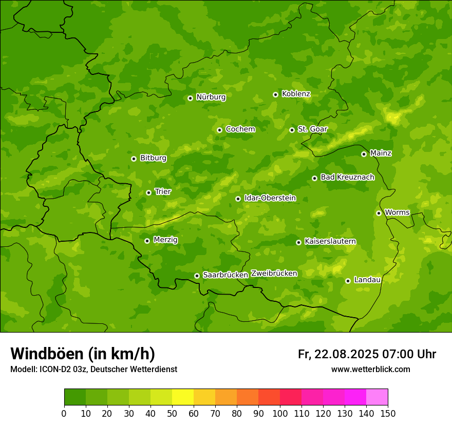 Modellkarten Windgeschwindigkeit