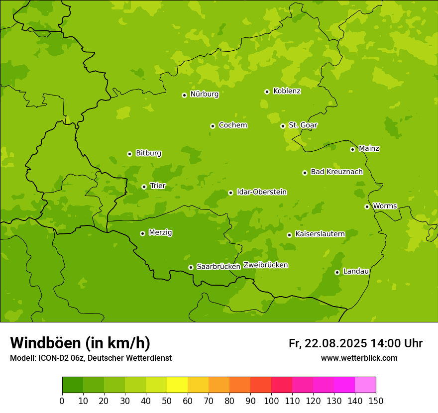 Modellkarten Windgeschwindigkeit