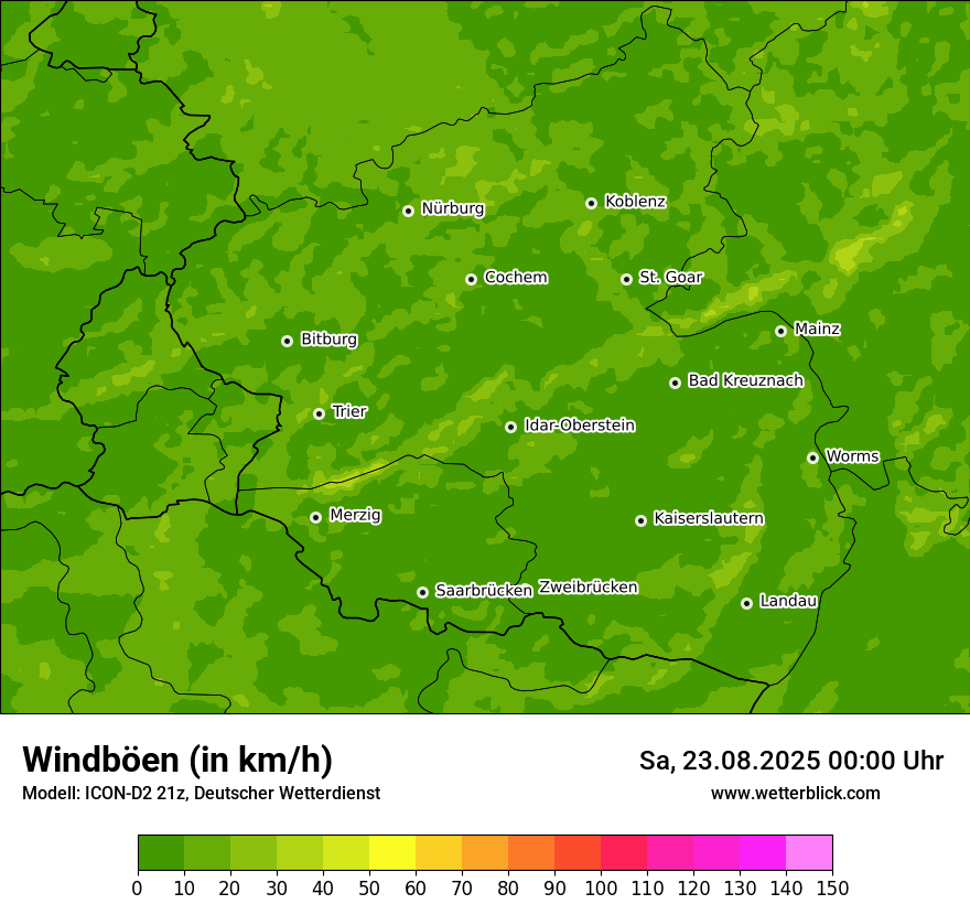 Modellkarten Windgeschwindigkeit