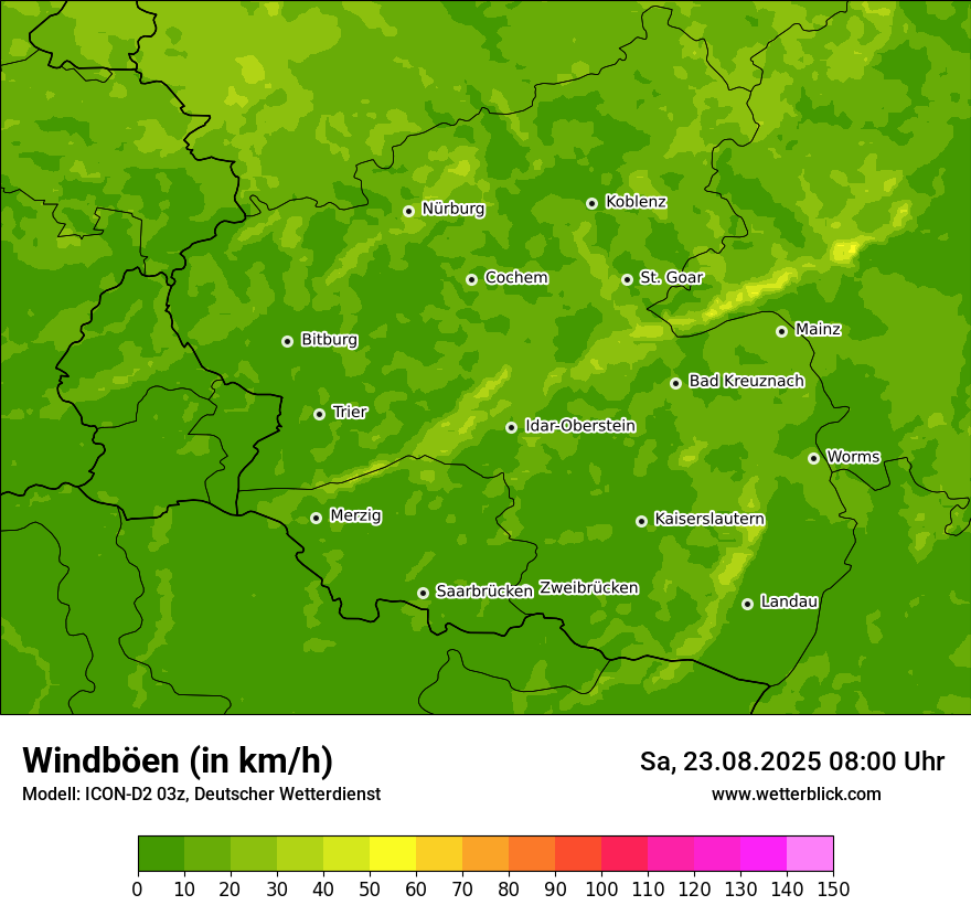 Modellkarten Windgeschwindigkeit