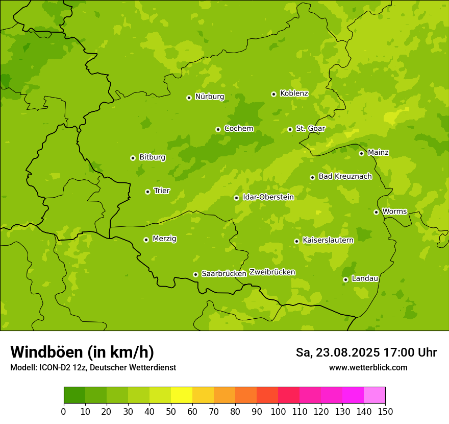 Modellkarten Windgeschwindigkeit