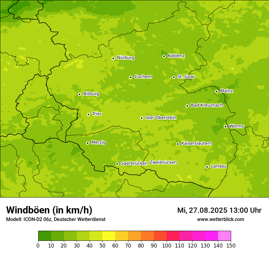 Modellkarten Windgeschwindigkeit