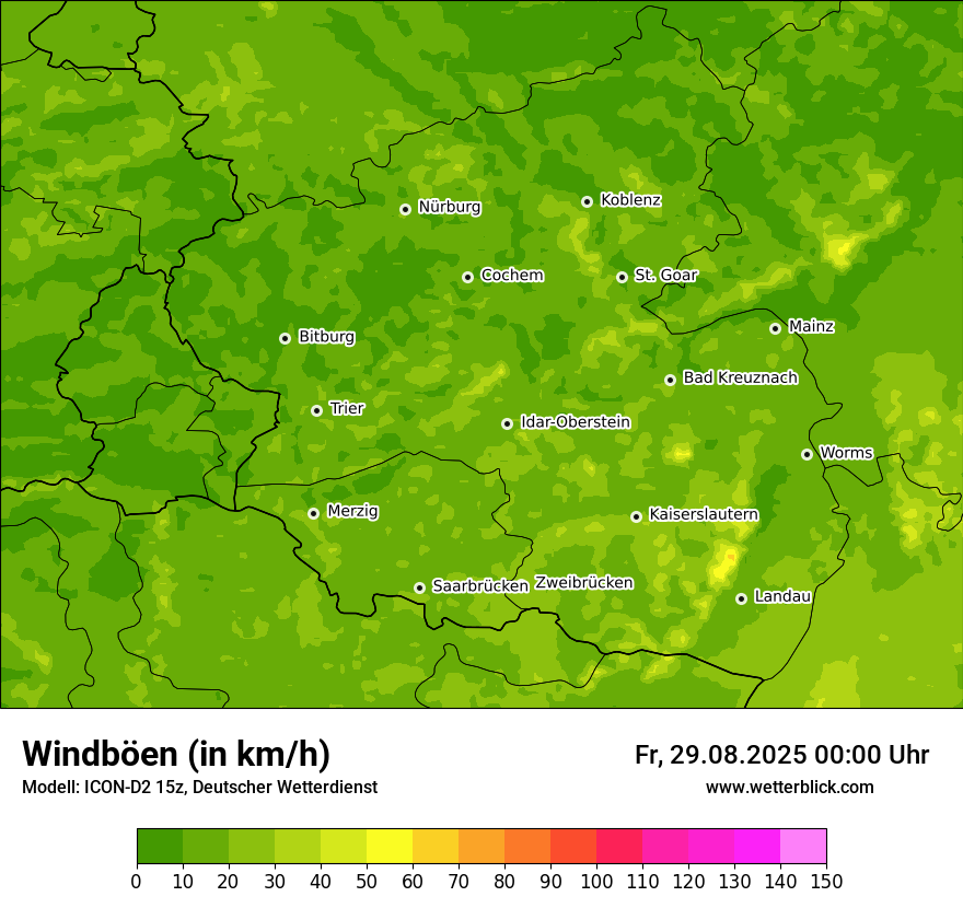 Modellkarten Windgeschwindigkeit
