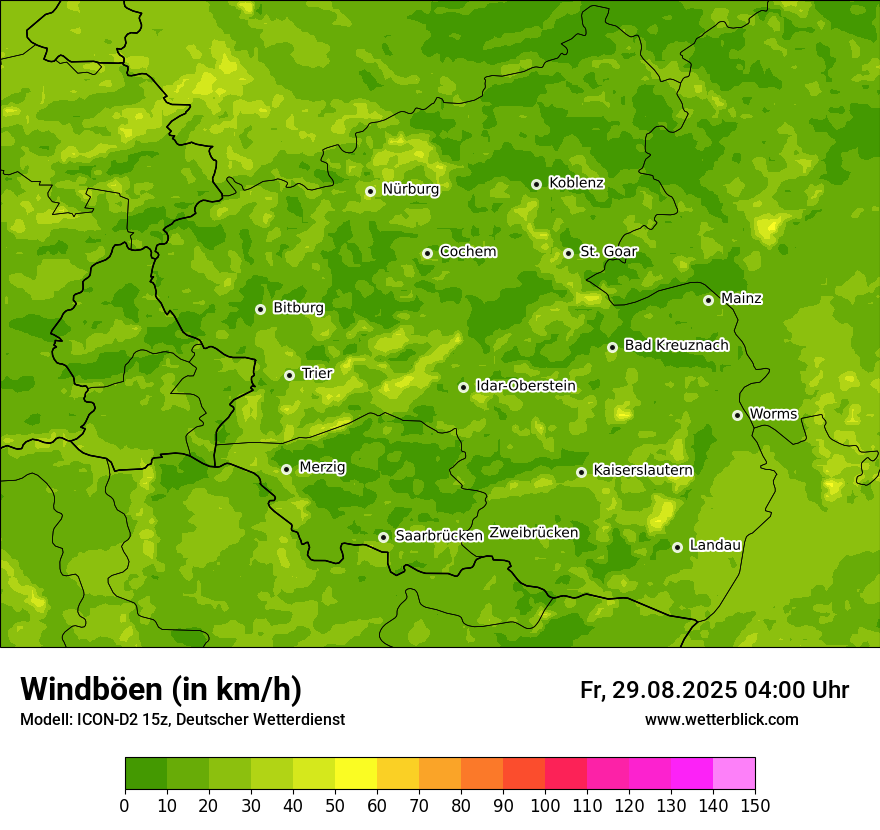Modellkarten Windgeschwindigkeit