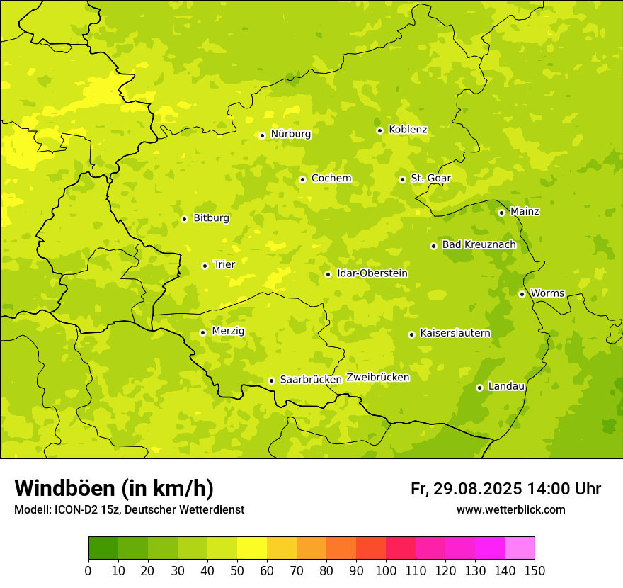 Modellkarten Windgeschwindigkeit