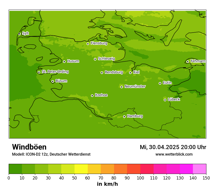 Modellkarten Windgeschwindigkeit