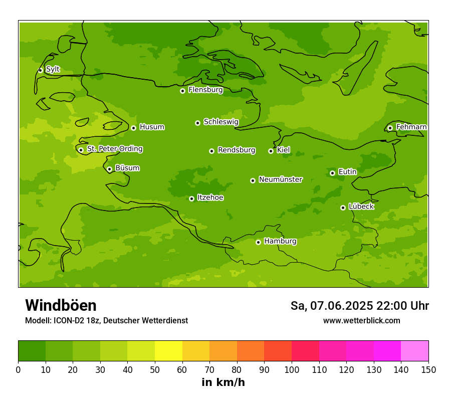 Modellkarten Windgeschwindigkeit