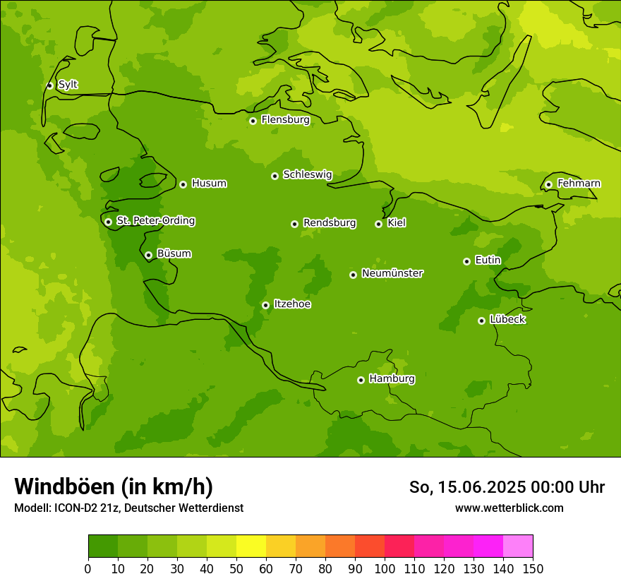 Modellkarten Windgeschwindigkeit