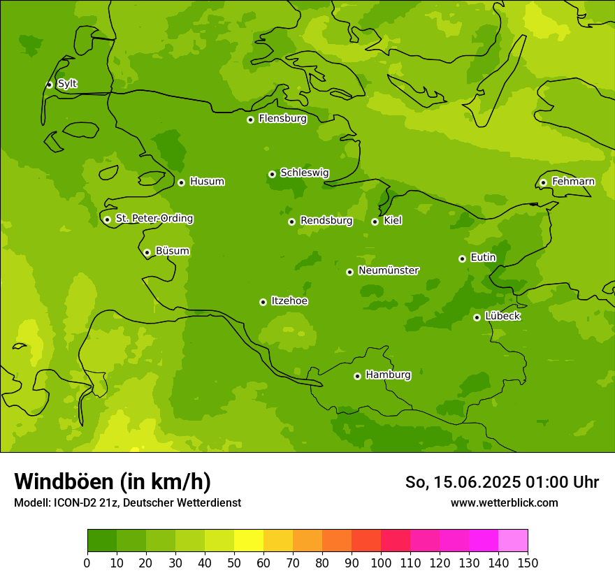 Modellkarten Windgeschwindigkeit