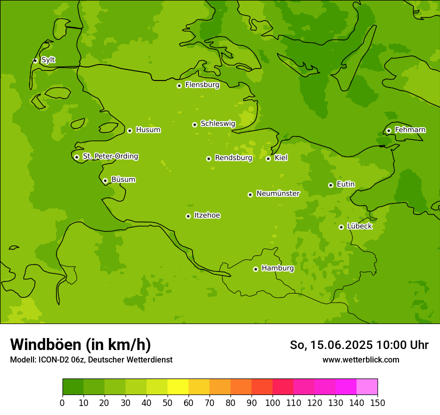 Modellkarten Windgeschwindigkeit