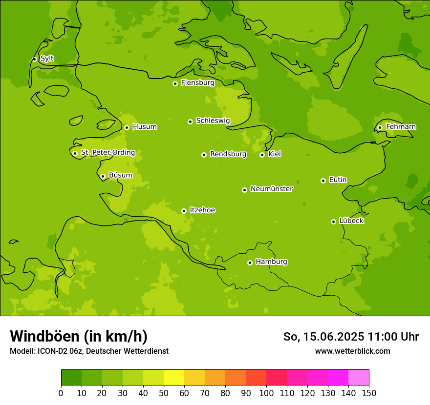 Modellkarten Windgeschwindigkeit