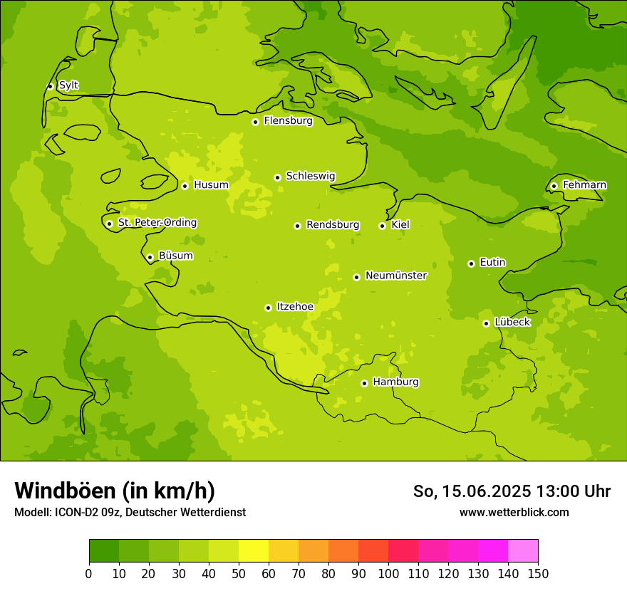 Modellkarten Windgeschwindigkeit